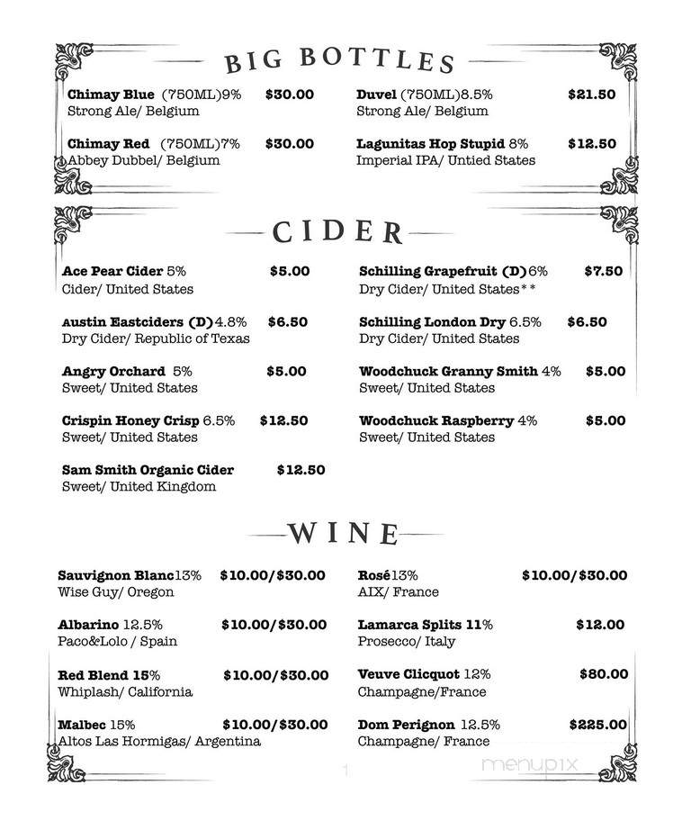 Ginger Man Pub - Dallas, TX menu_pic