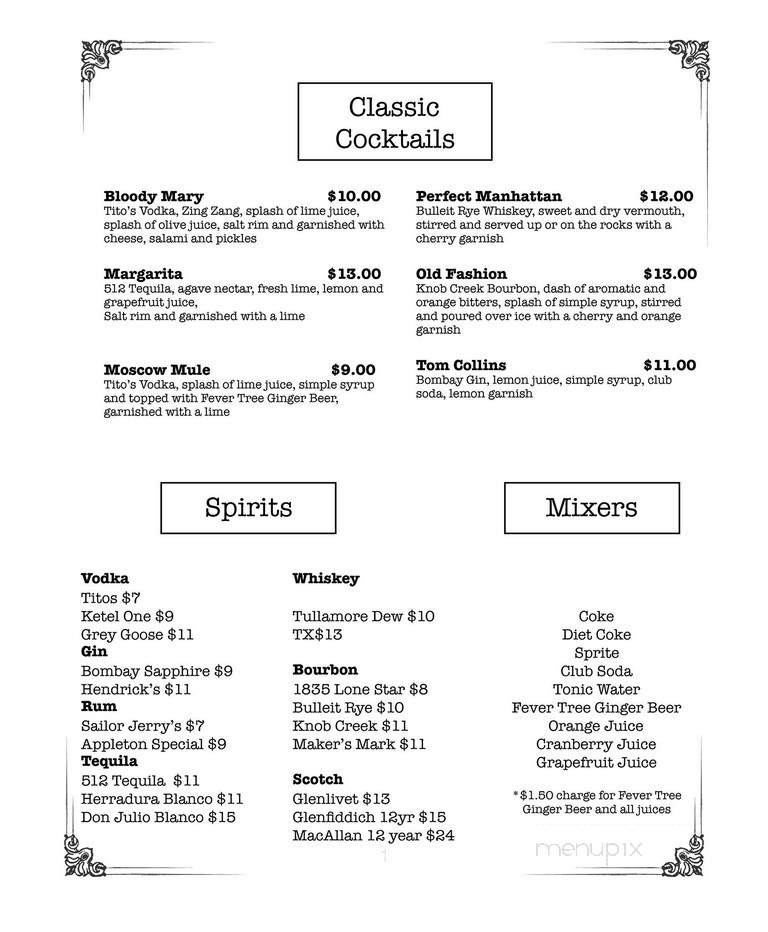 Ginger Man Pub - Dallas, TX menu_pic