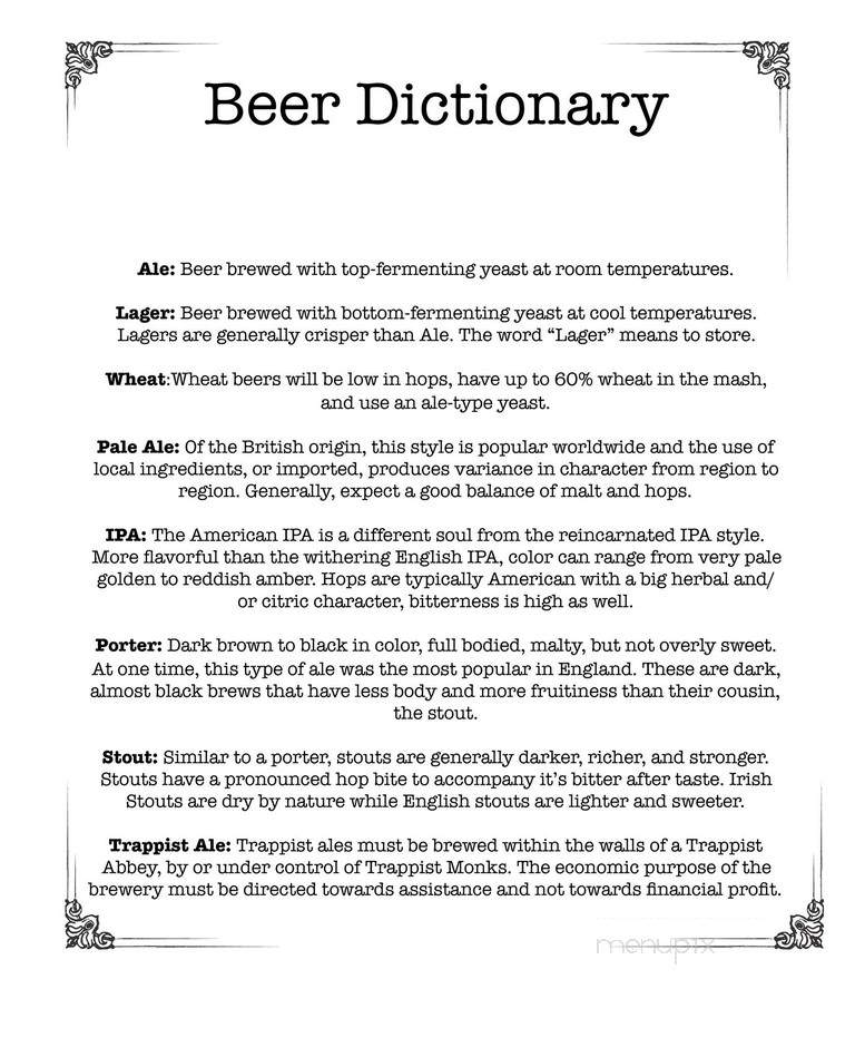 Ginger Man Pub - Dallas, TX menu_pic