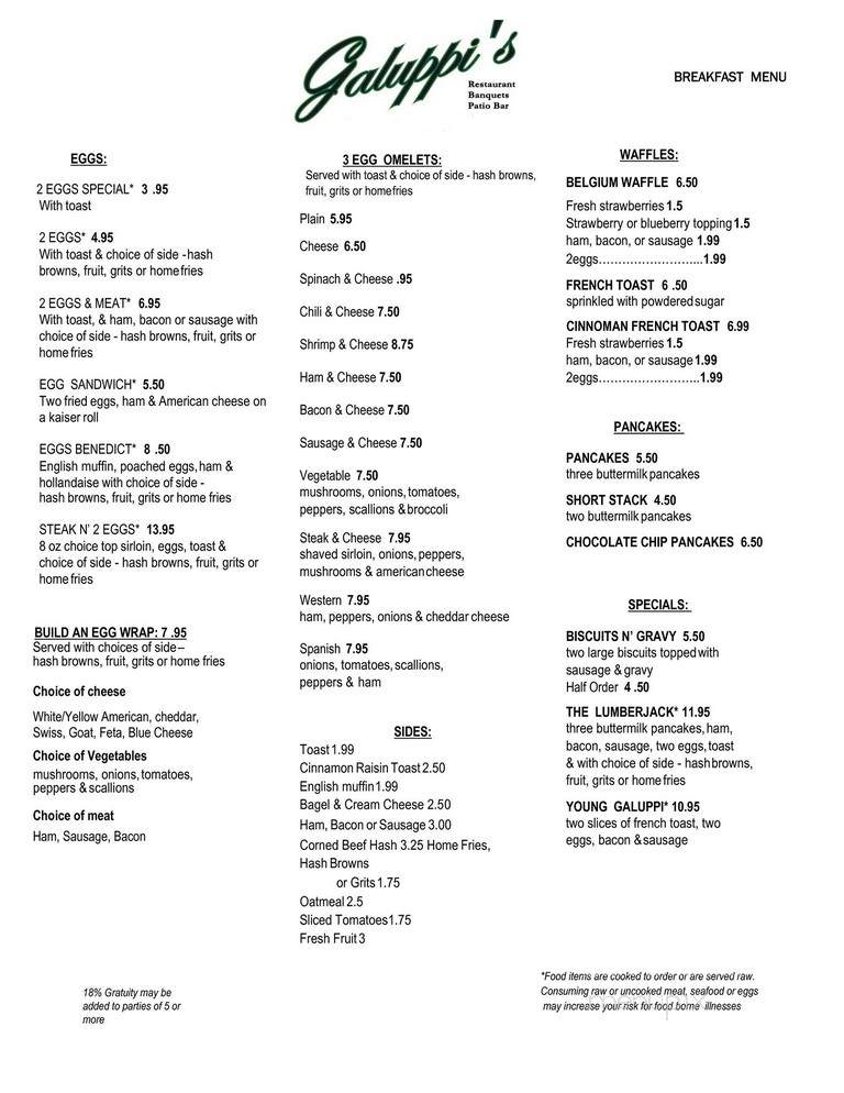 Galluppi's - Pompano Beach, FL menu_pic