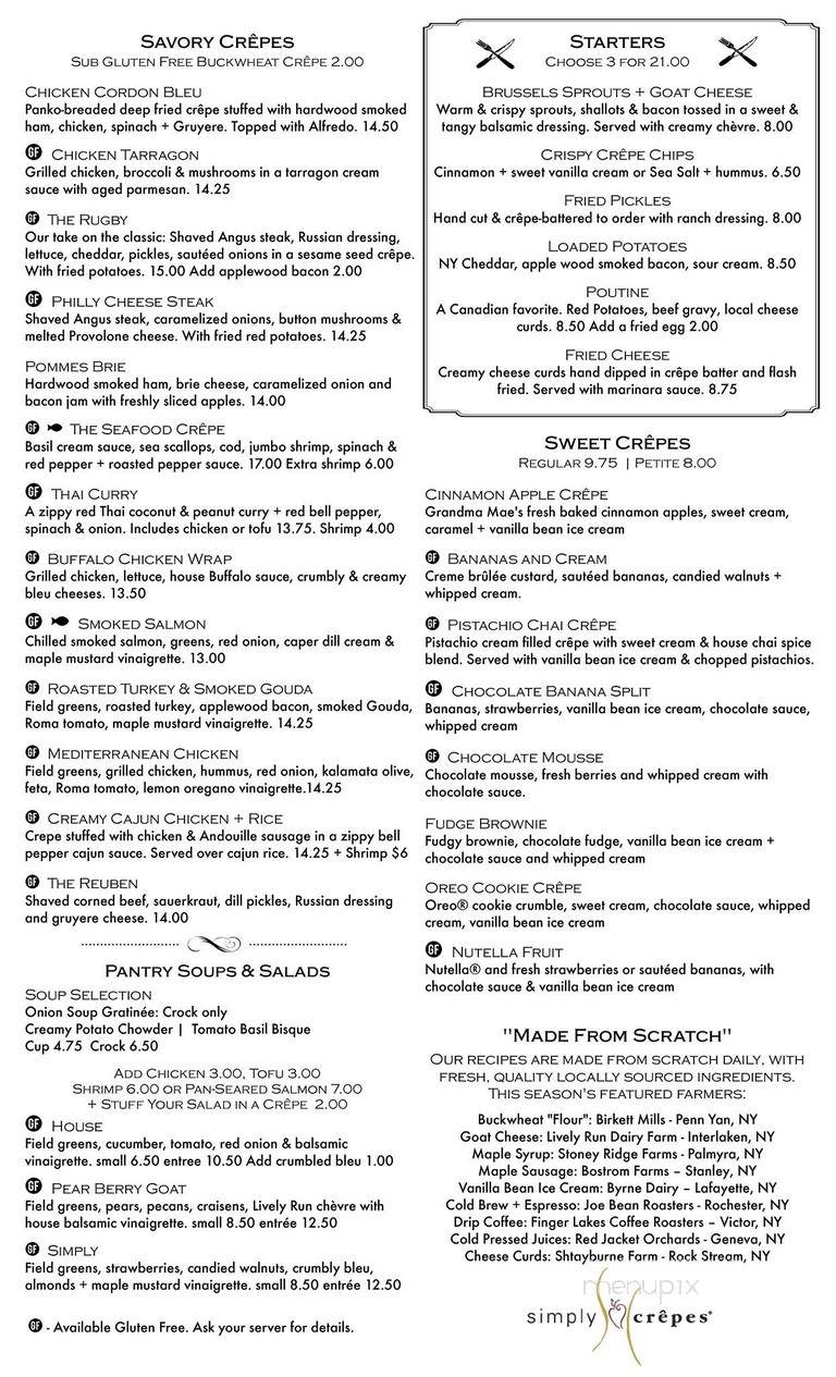 Simply Crepes - Canandaigua, NY menu_pic