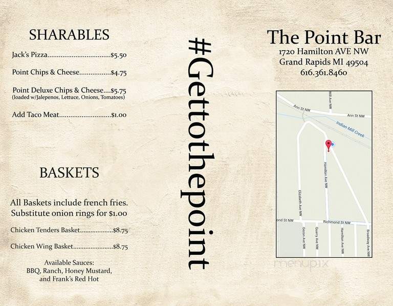 Point Bar - Grand Rapids, MI menu_pic