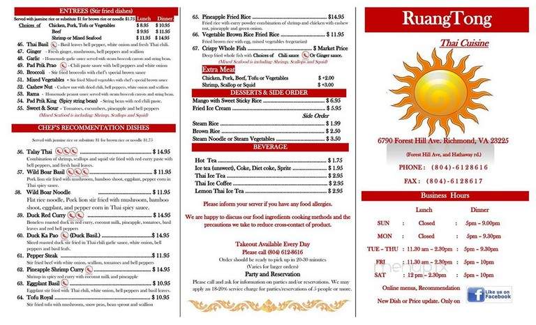 Ruangtong - Richmond, VA menu_pic