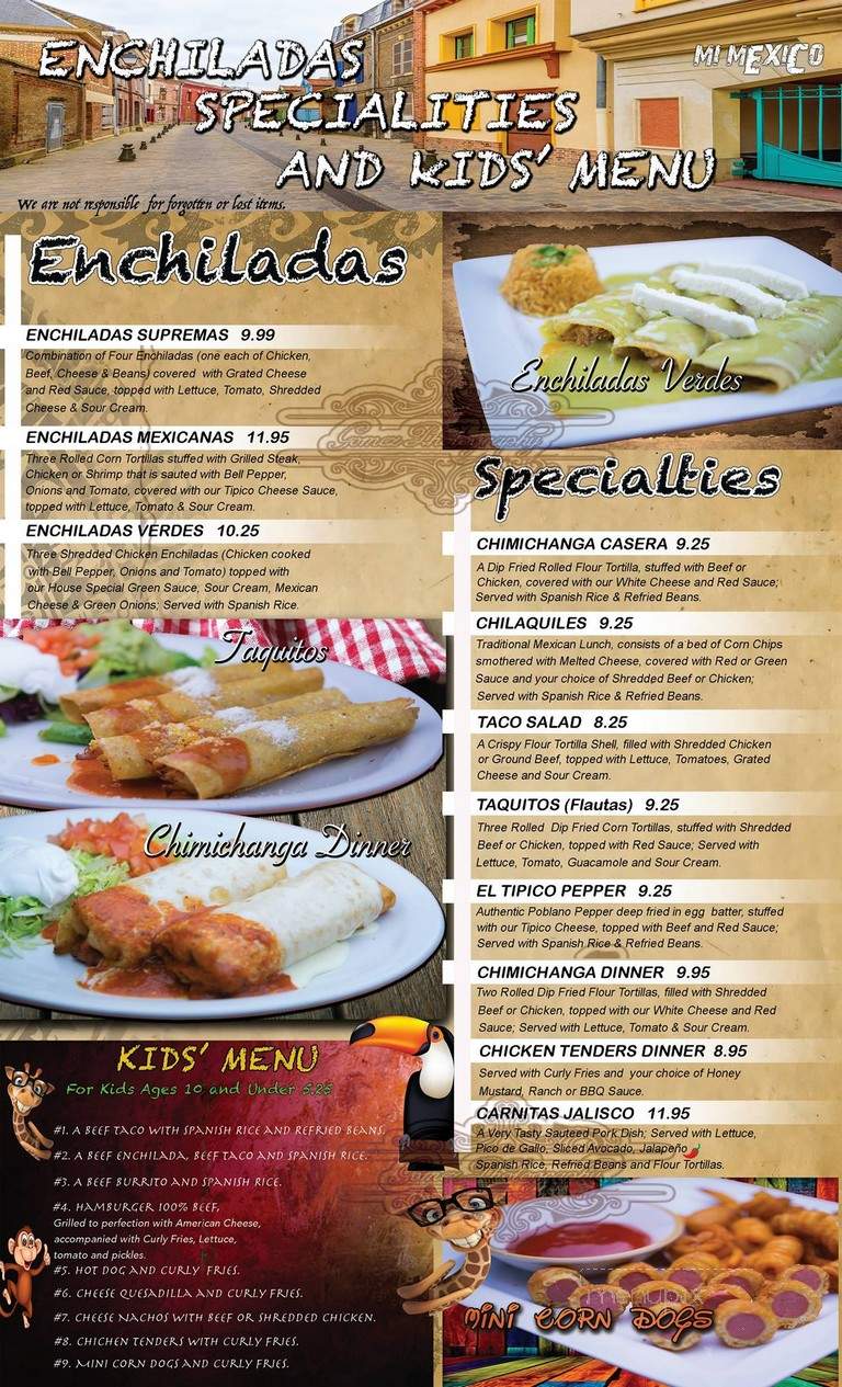 Mi Mexico - Alexandria, MN menu_pic