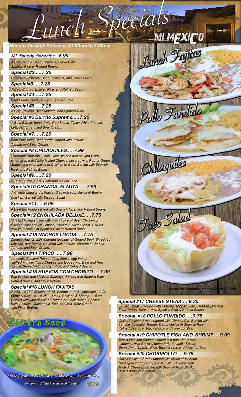 Mi Mexico - Alexandria, MN menu_pic