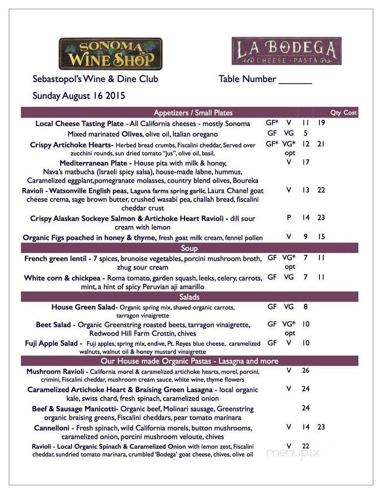 Sonoma Wine Shop - Sonoma, CA menu_pic