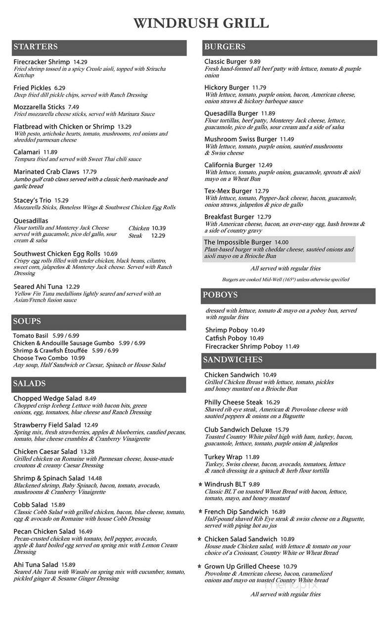 Windrush Grill - Shreveport, LA menu_pic