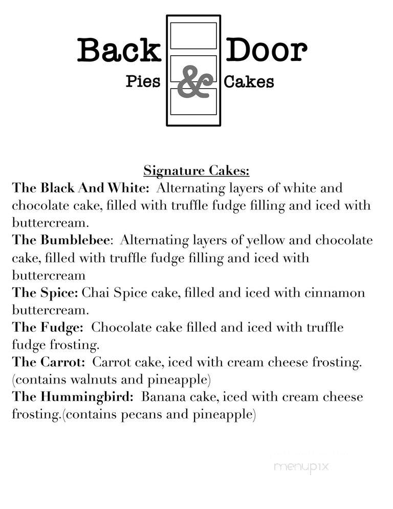 Back Door - Brook, IN menu_pic
