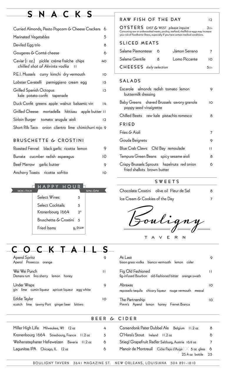 Bouligny Tavern - New Orleans, LA menu_pic