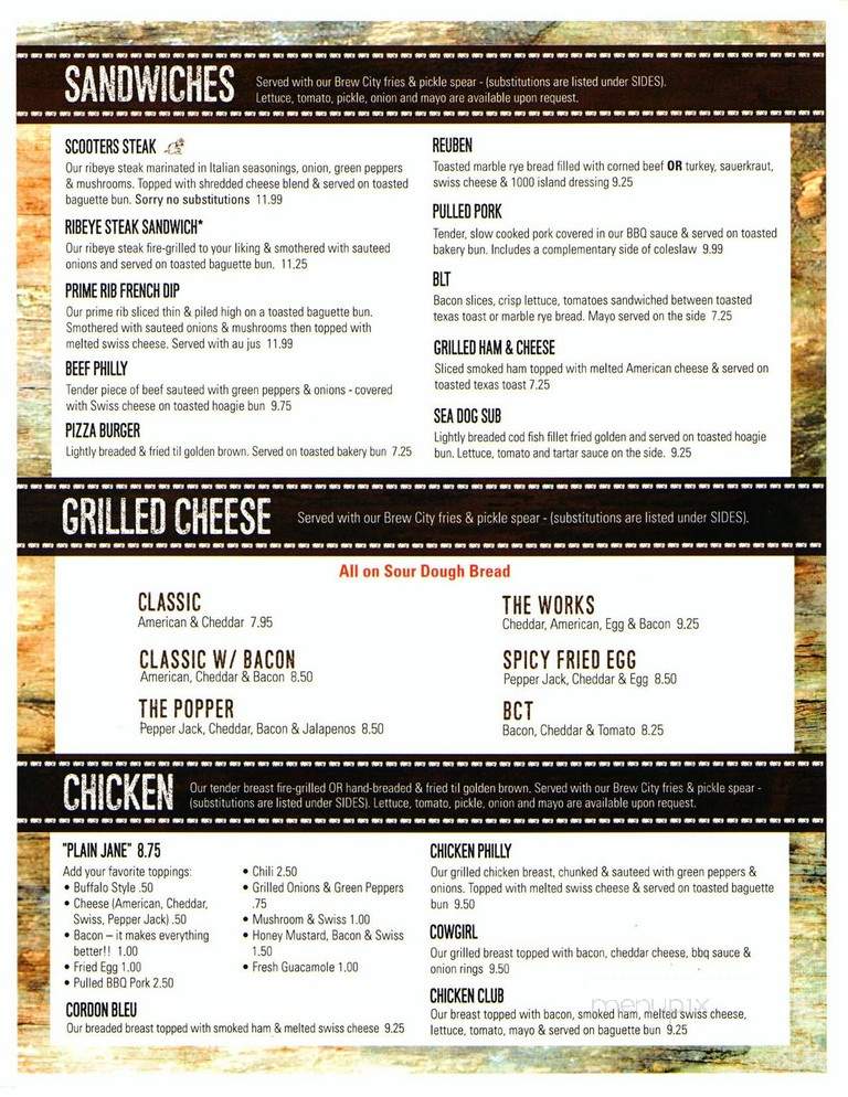 Scooters Pub & Grub - New Sharon, IA menu_pic
