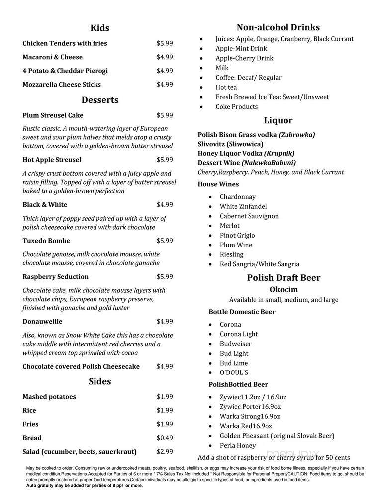 Pierogi Grill - Clearwater, FL menu_pic