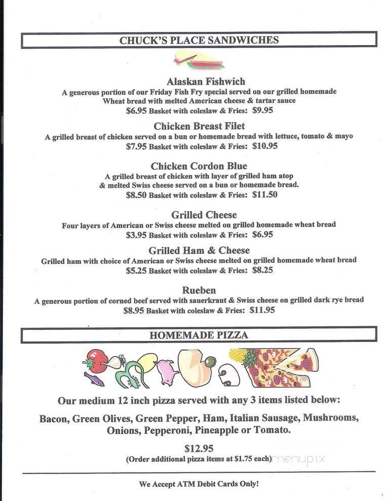 Chuck's Place Bar & Grill - Drummond Island, MI menu_pic