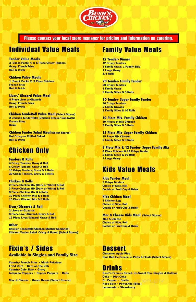 Bush's Chicken! - Round Rock, TX menu_pic