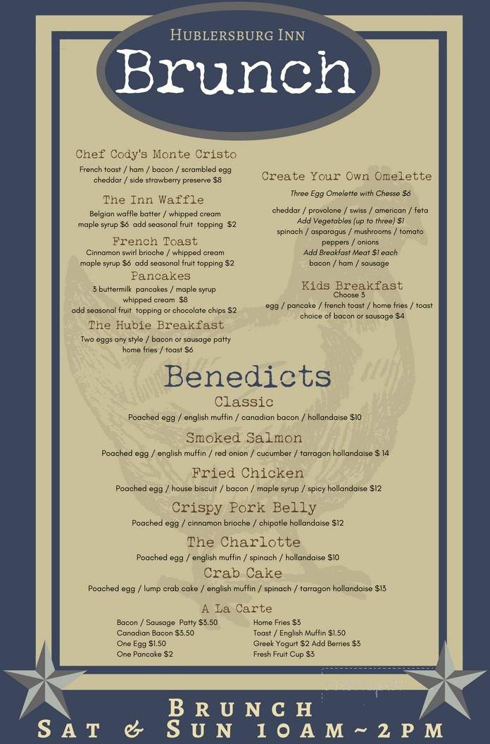 Hublersburg Inn Restaurant & Tavern - Howard, PA menu_pic