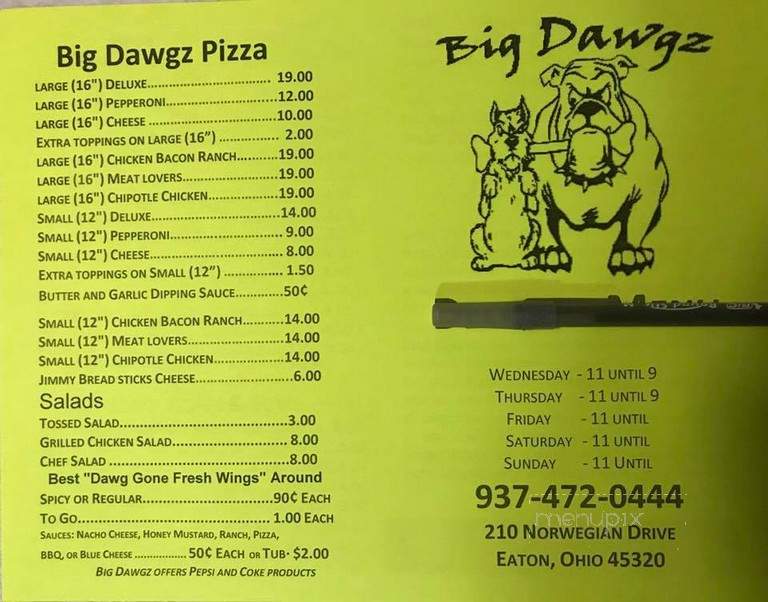 Big Dawgz - Camden, OH menu_pic