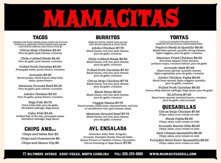Mamacitas - Asheville, NC menu_pic