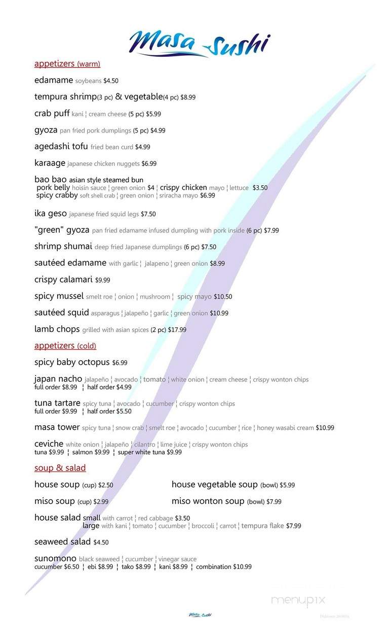 Masa Sushi Japanese Sake Bar - Dickinson, TX menu_pic