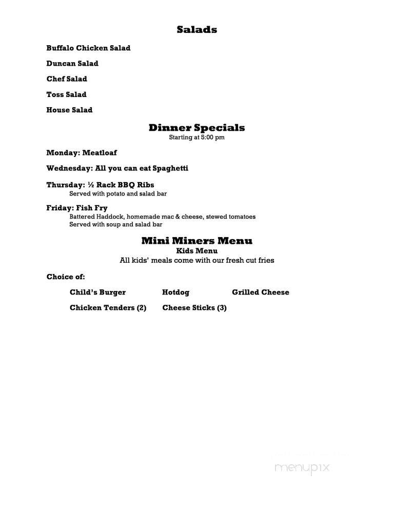 Duncan Tavern - Wellsboro, PA menu_pic