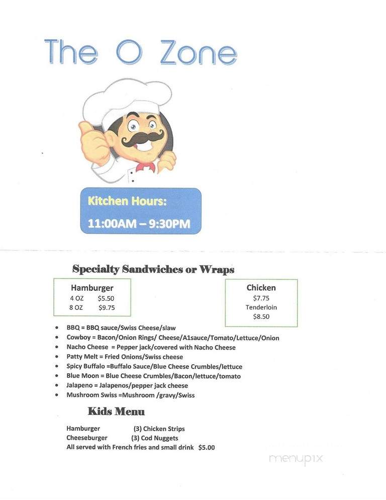 O-Zone - Urbana, IA menu_pic