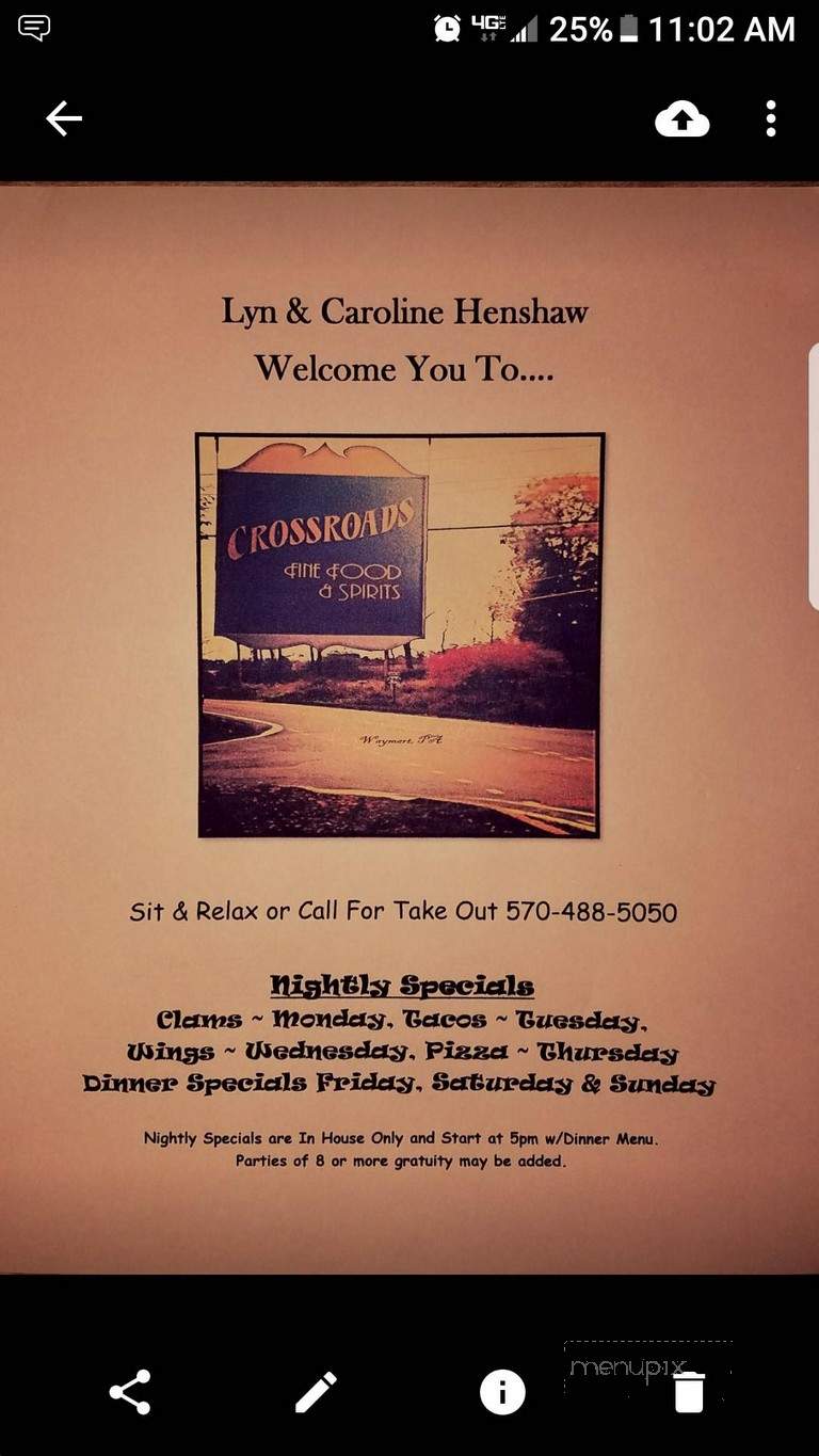 The Crossroads - Waymart, PA menu_pic