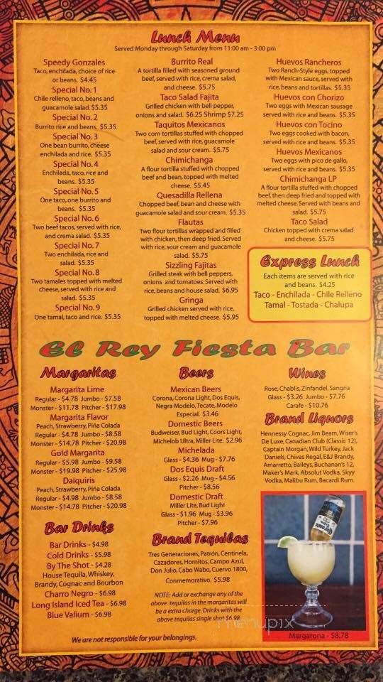 El Rey Mexican Restaurants - Lincoln, IL menu_pic