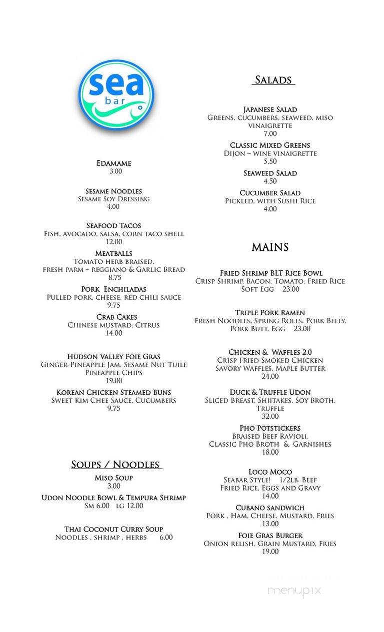 Sea Bar Downtown - Buffalo, NY menu_pic