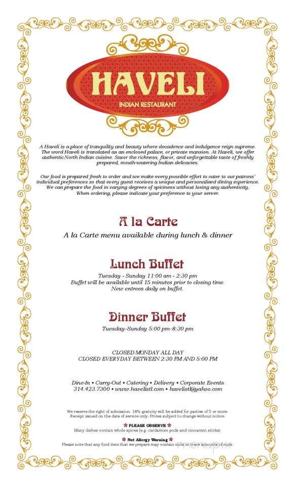 Haveli - Saint Louis, MO menu_pic