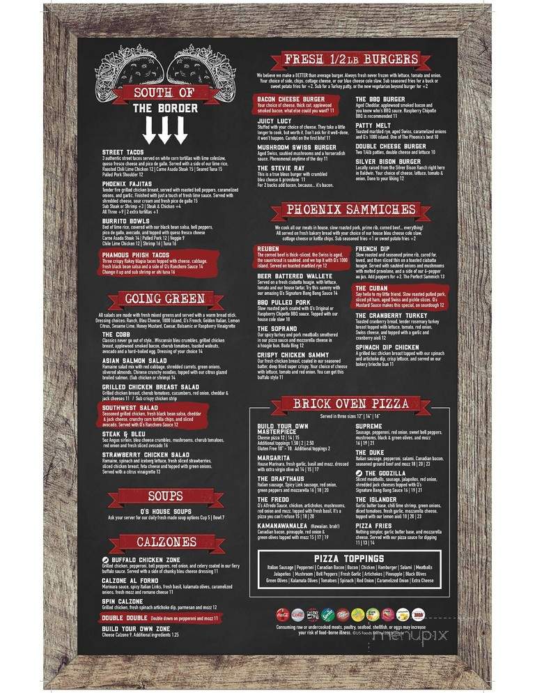 Phoenix Bar & Grill - Baldwin, WI menu_pic