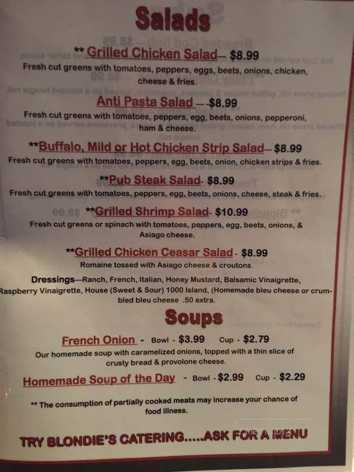 Blondies Roadhouse - Uniontown, PA menu_pic