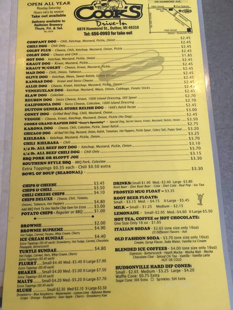 Cooks Drive In - Caledonia, MI menu_pic