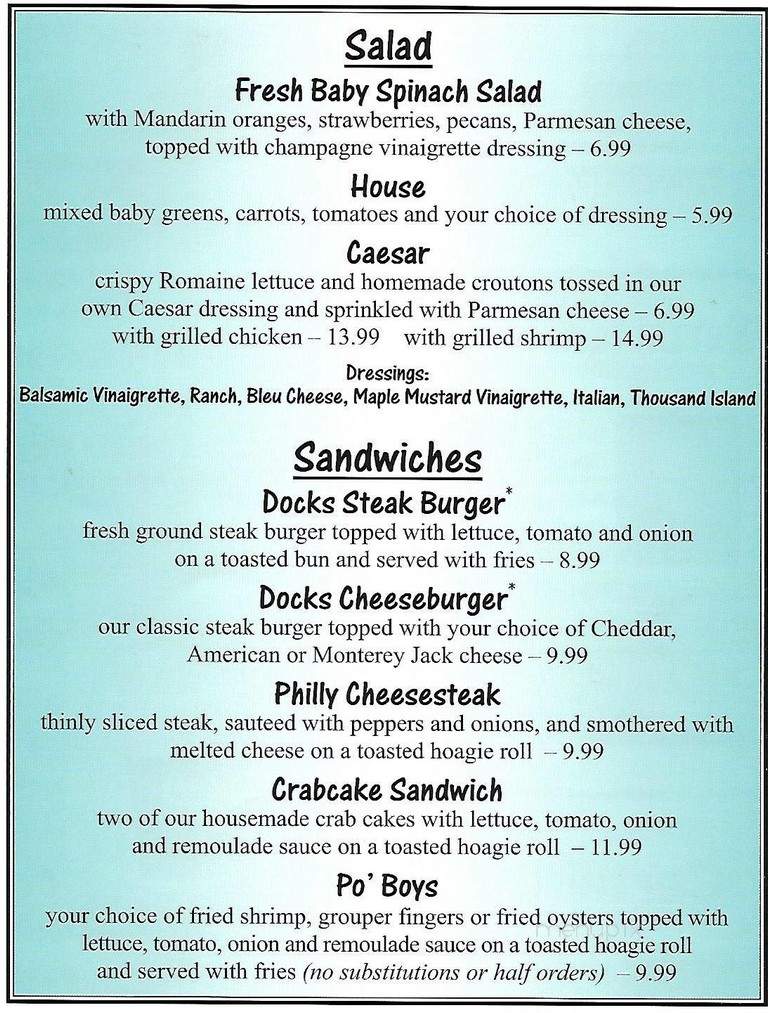 The Docks - Scottsboro, AL menu_pic