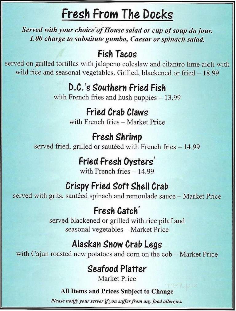 The Docks - Scottsboro, AL menu_pic