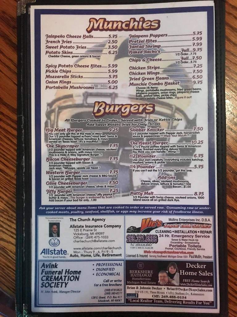 Village Hide-A-Way - Vicksburg, MI menu_pic