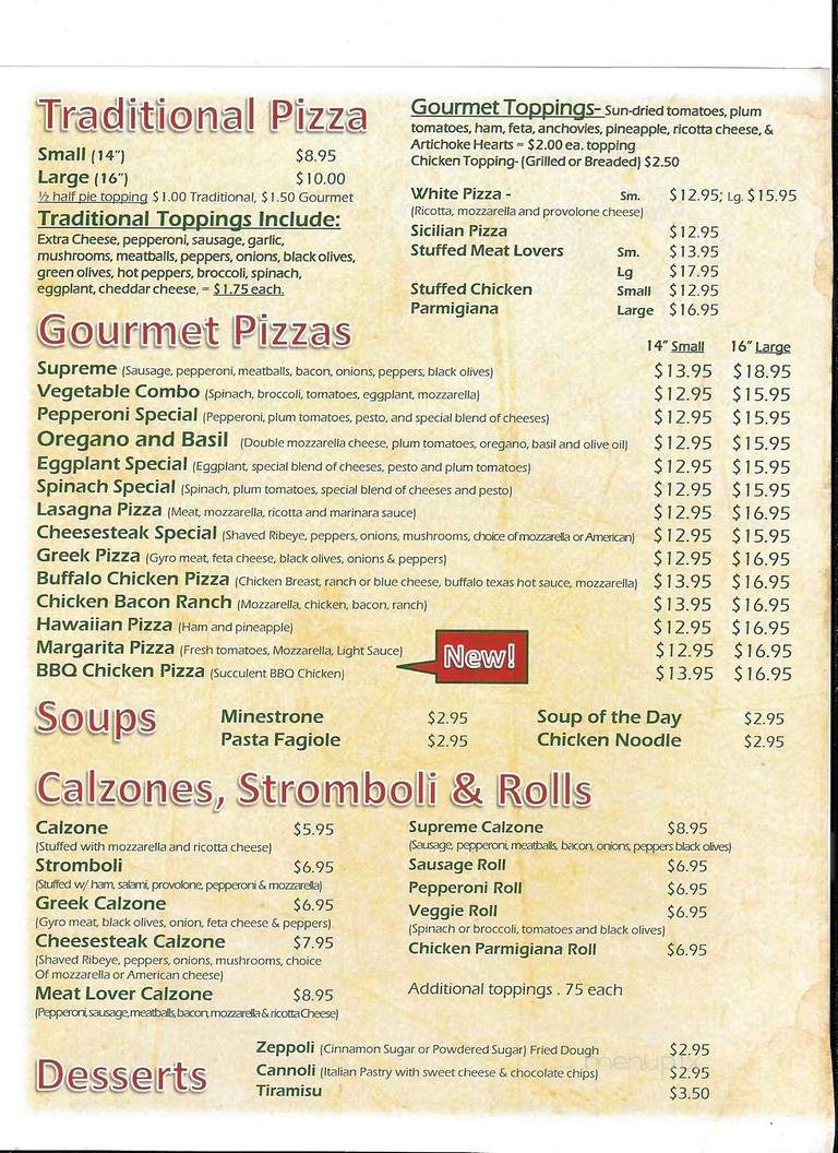 Sal's Pizza & Bistro - Acworth, GA menu_pic