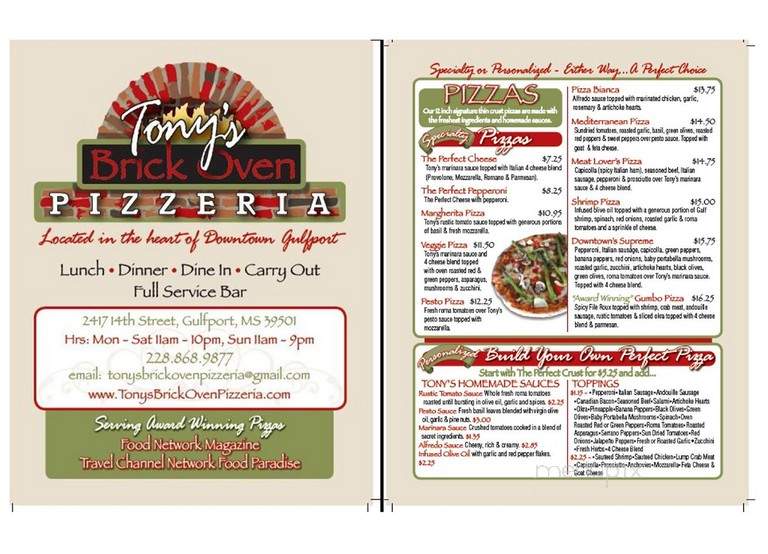 Tony's Brick Oven Pizzeria - Gulfport, MS