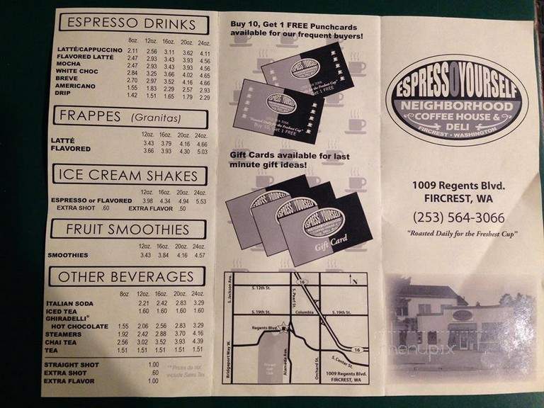 Espress-O-Yourself - Fircrest, WA menu_pic