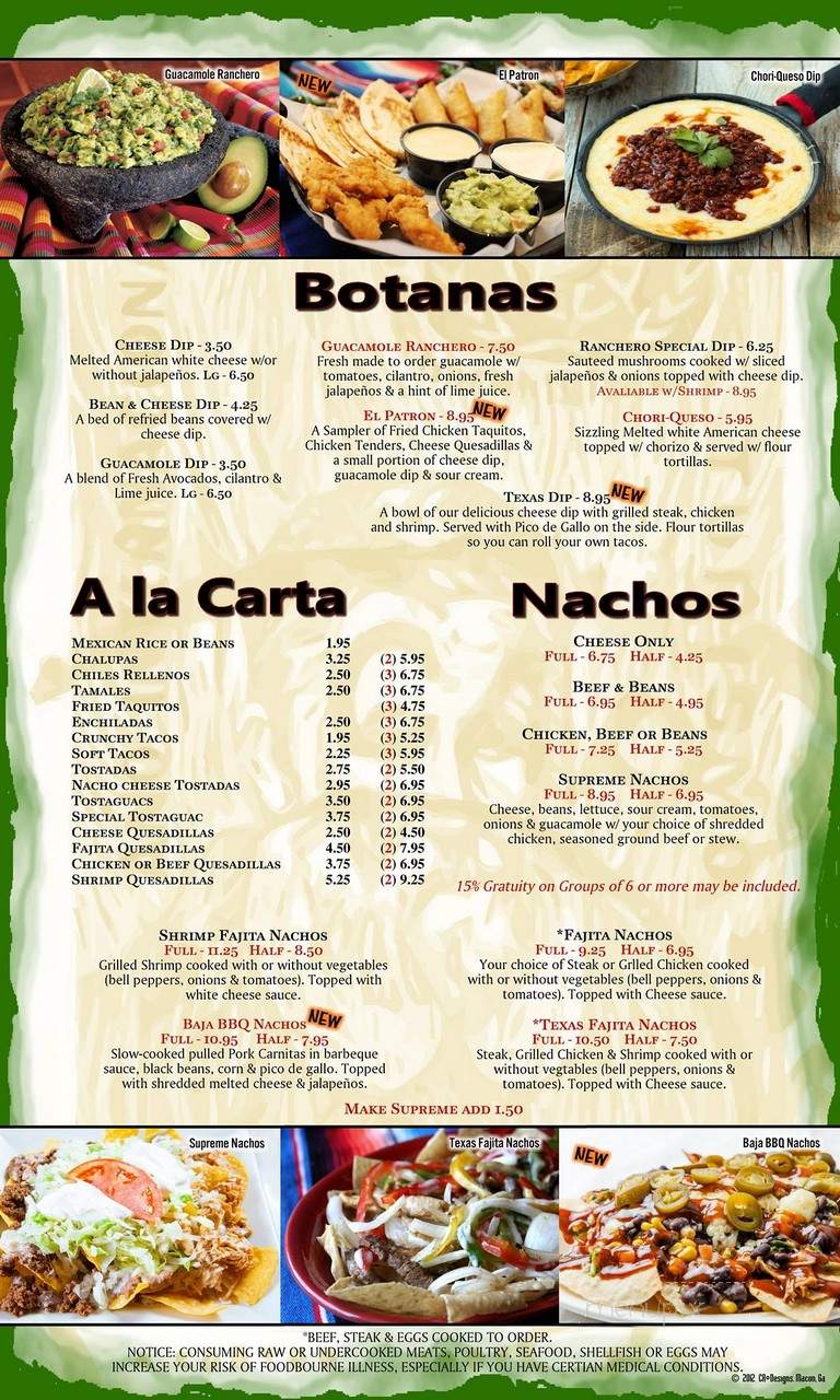 el Ranchero Mexican Bar and Grill - Loganville, GA menu_pic