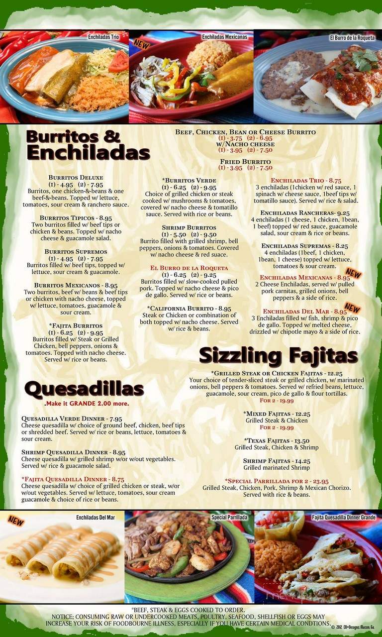 el Ranchero Mexican Bar and Grill - Loganville, GA menu_pic
