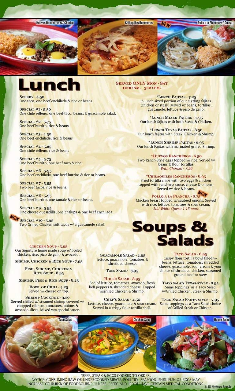 el Ranchero Mexican Bar and Grill - Loganville, GA menu_pic