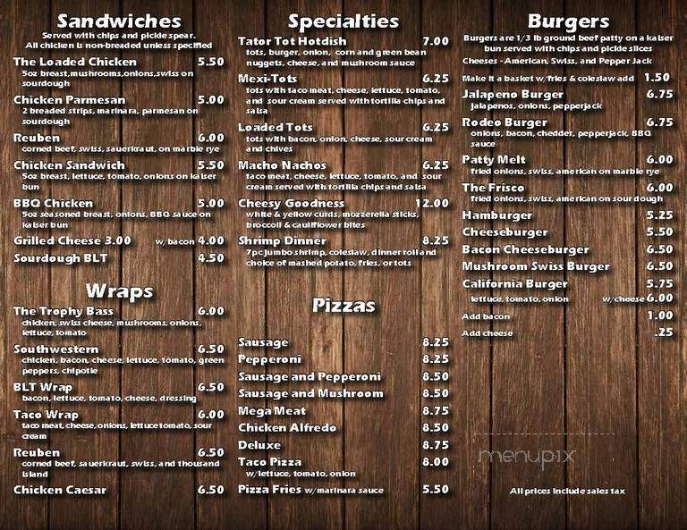 Bass Lake Inn - Spooner, WI menu_pic
