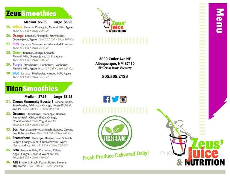 Zeus Juice - Albuquerque, NM menu_pic