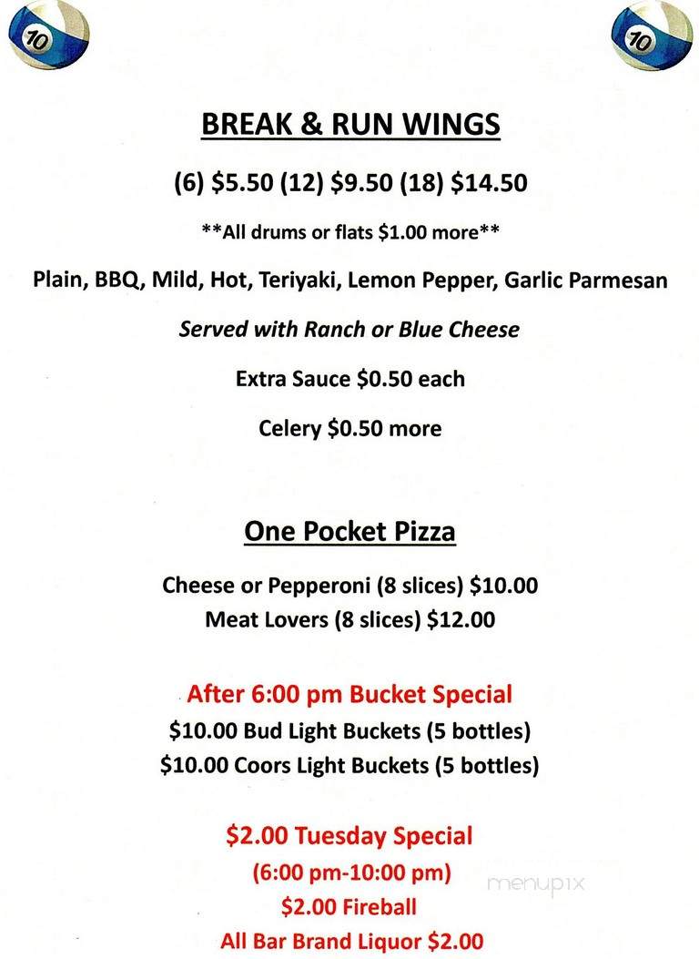 Pal's Bar 7 Grill - Piedmont, SC menu_pic