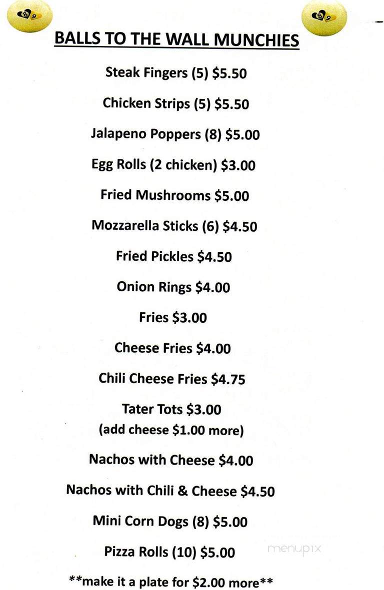 Pal's Bar 7 Grill - Piedmont, SC menu_pic