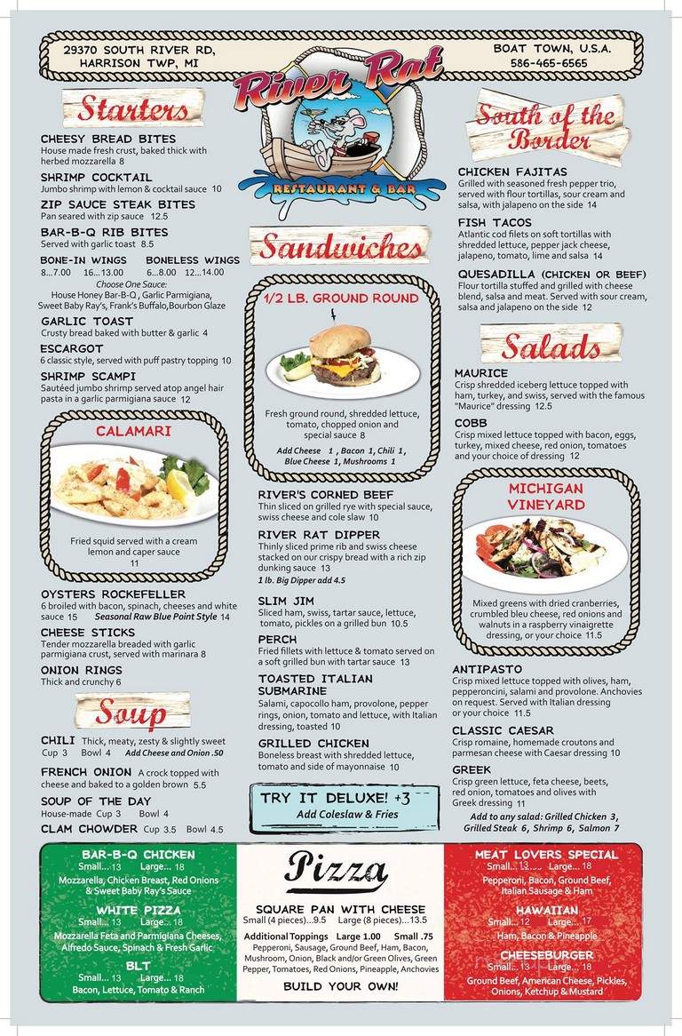 River Rat restaurant & bar - Harrison Township, MI menu_pic