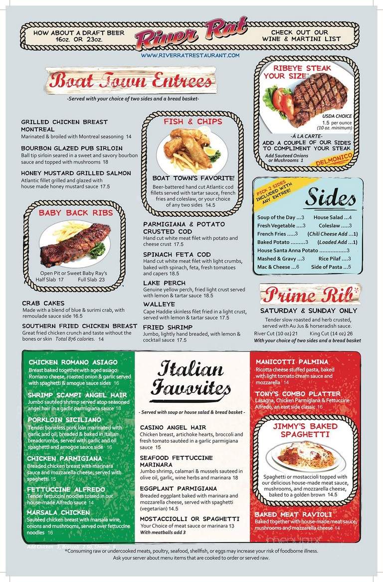 River Rat restaurant & bar - Harrison Township, MI menu_pic