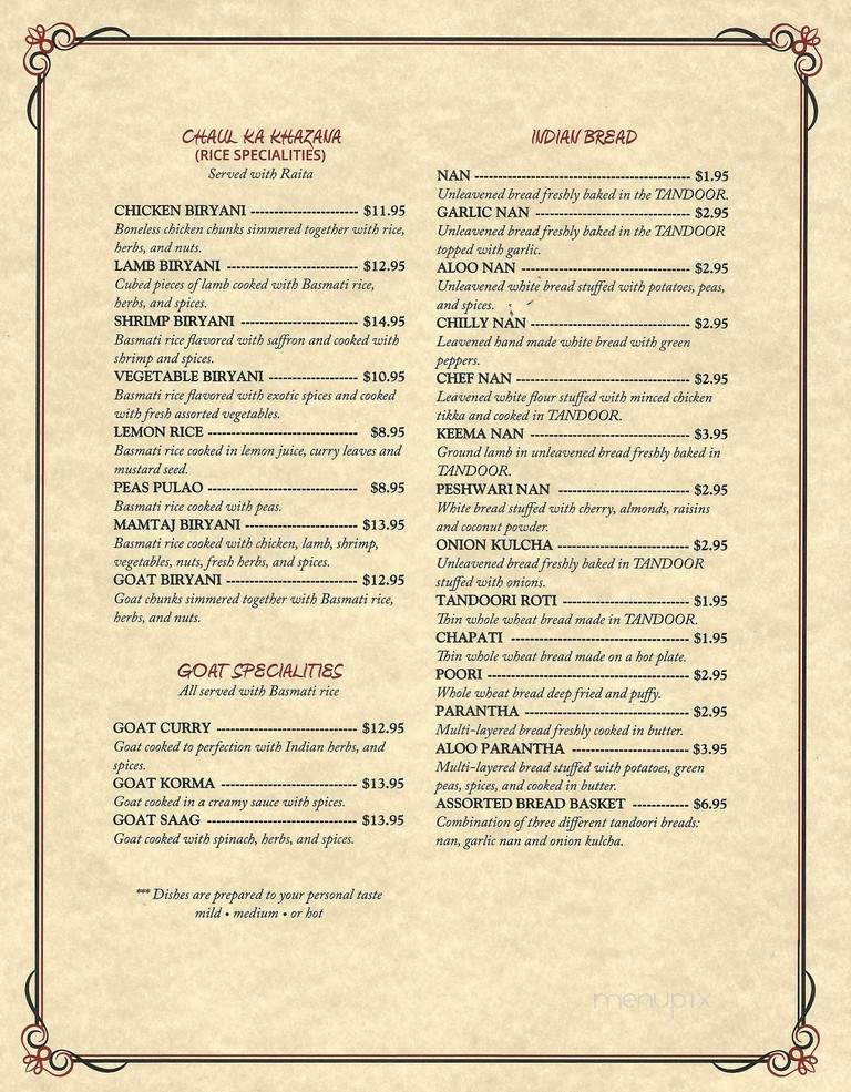 Delhi palace indian restaurant - Columbia, SC menu_pic
