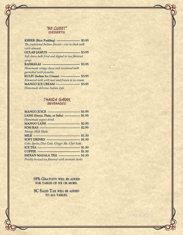 Delhi palace indian restaurant - Columbia, SC menu_pic