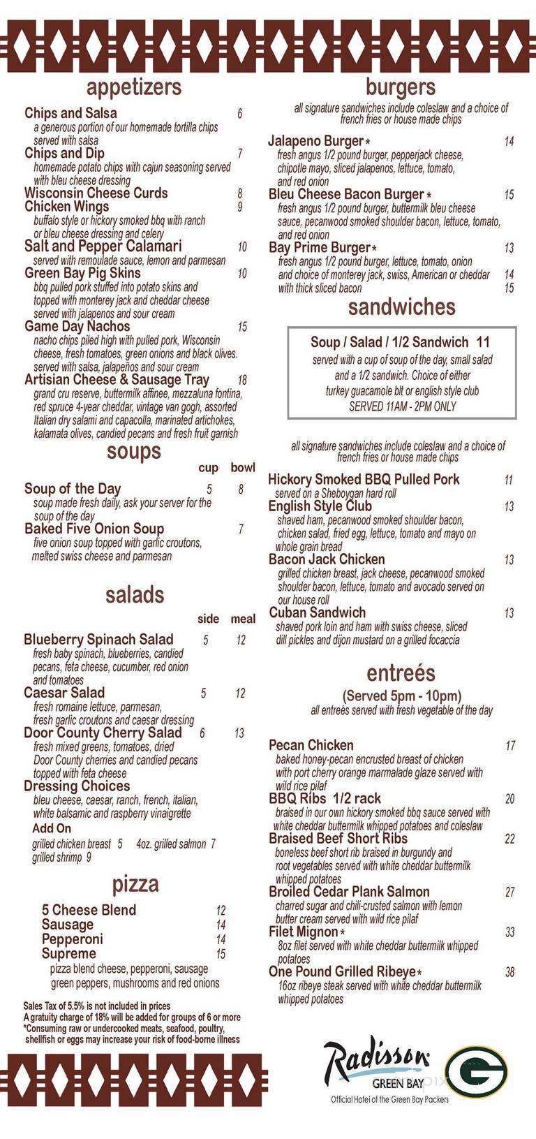 Purcell's Lounge - Green Bay, WI menu_pic
