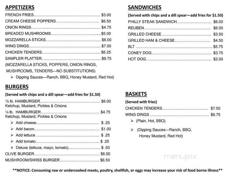Mugg Shots Music Bar - Au Gres, MI menu_pic