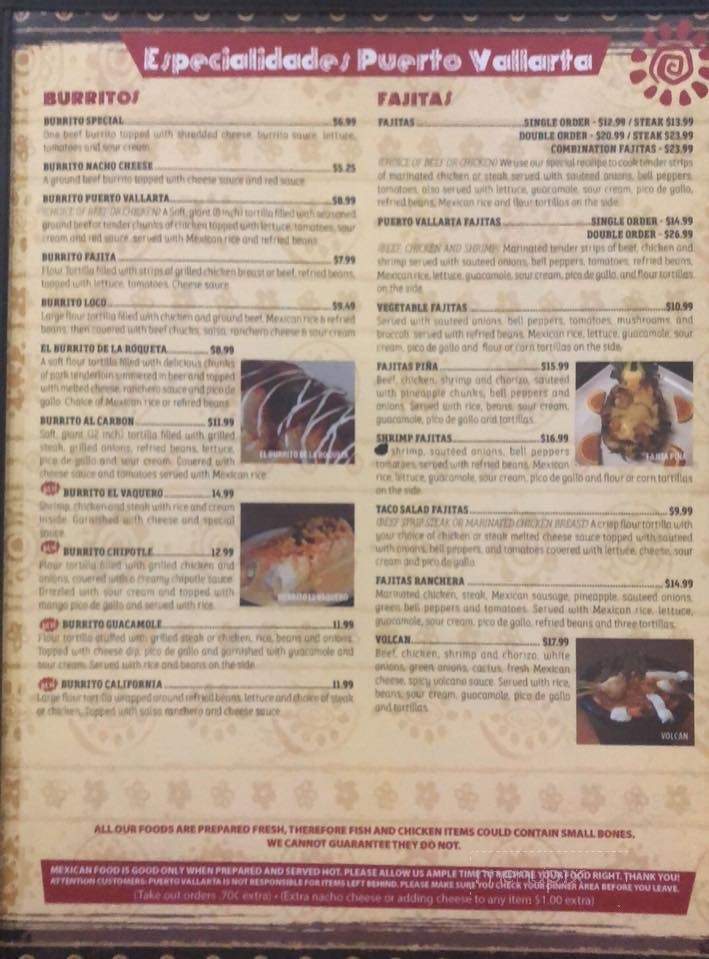 Menu of Puerto Vallarta in Greenwood, IN 46143